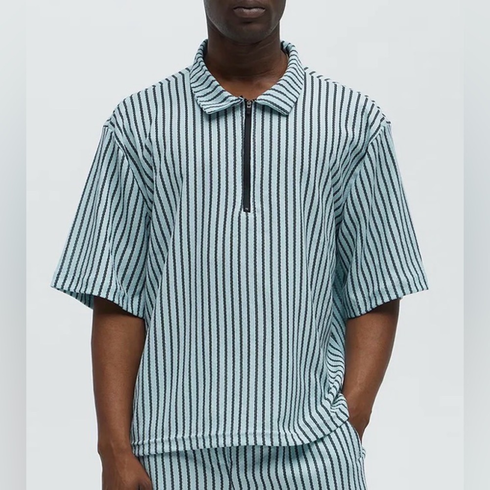 Novamen- Rivera zigzag quarter zip polo